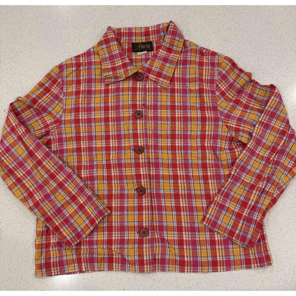 Vintage David Paul New York Vibrant Plain Women’s Shirt Classic Colar Size M